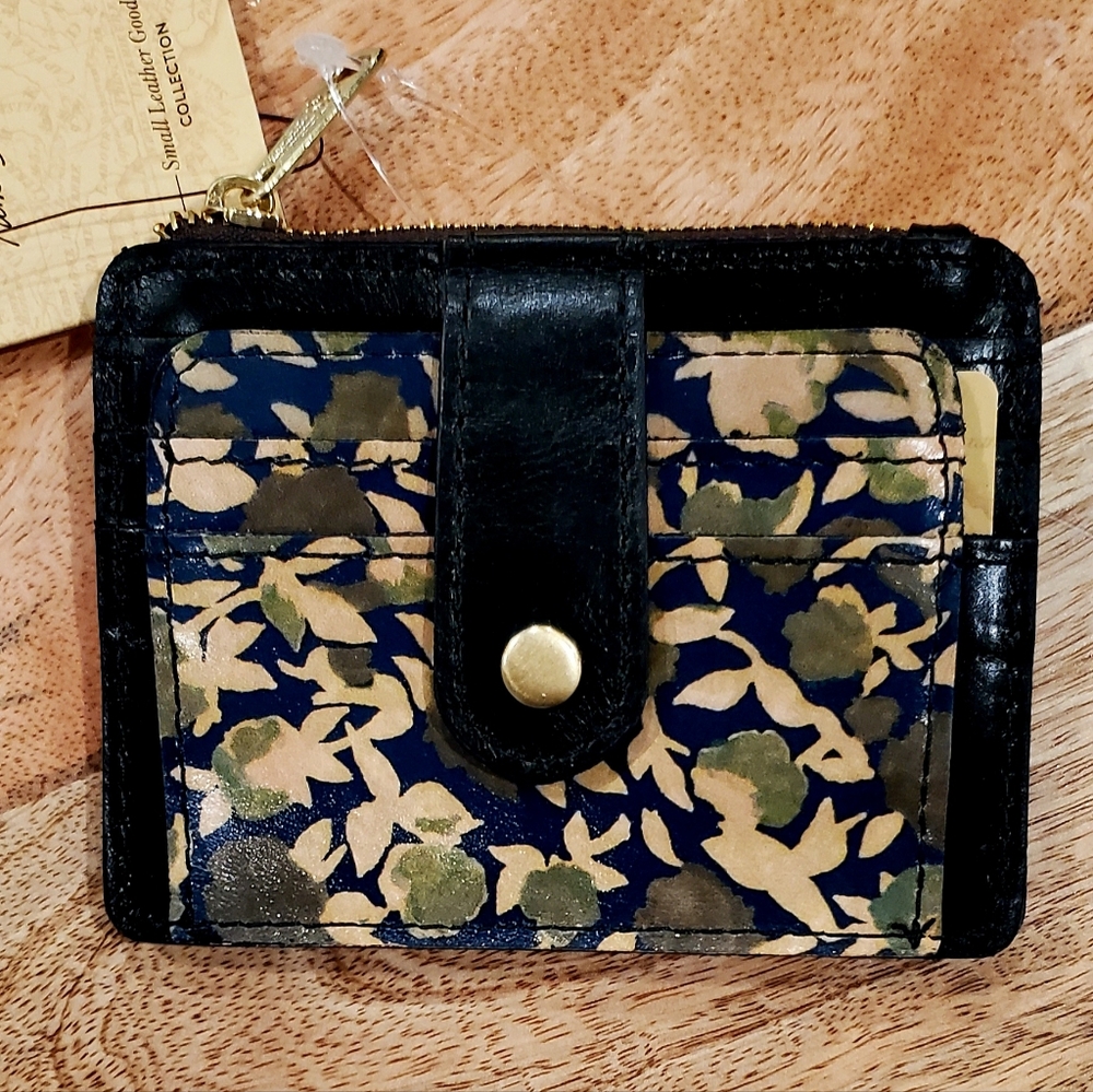 New Patricia Nash Leather Cassis Olive Grove Card Case Holder Coin Purse